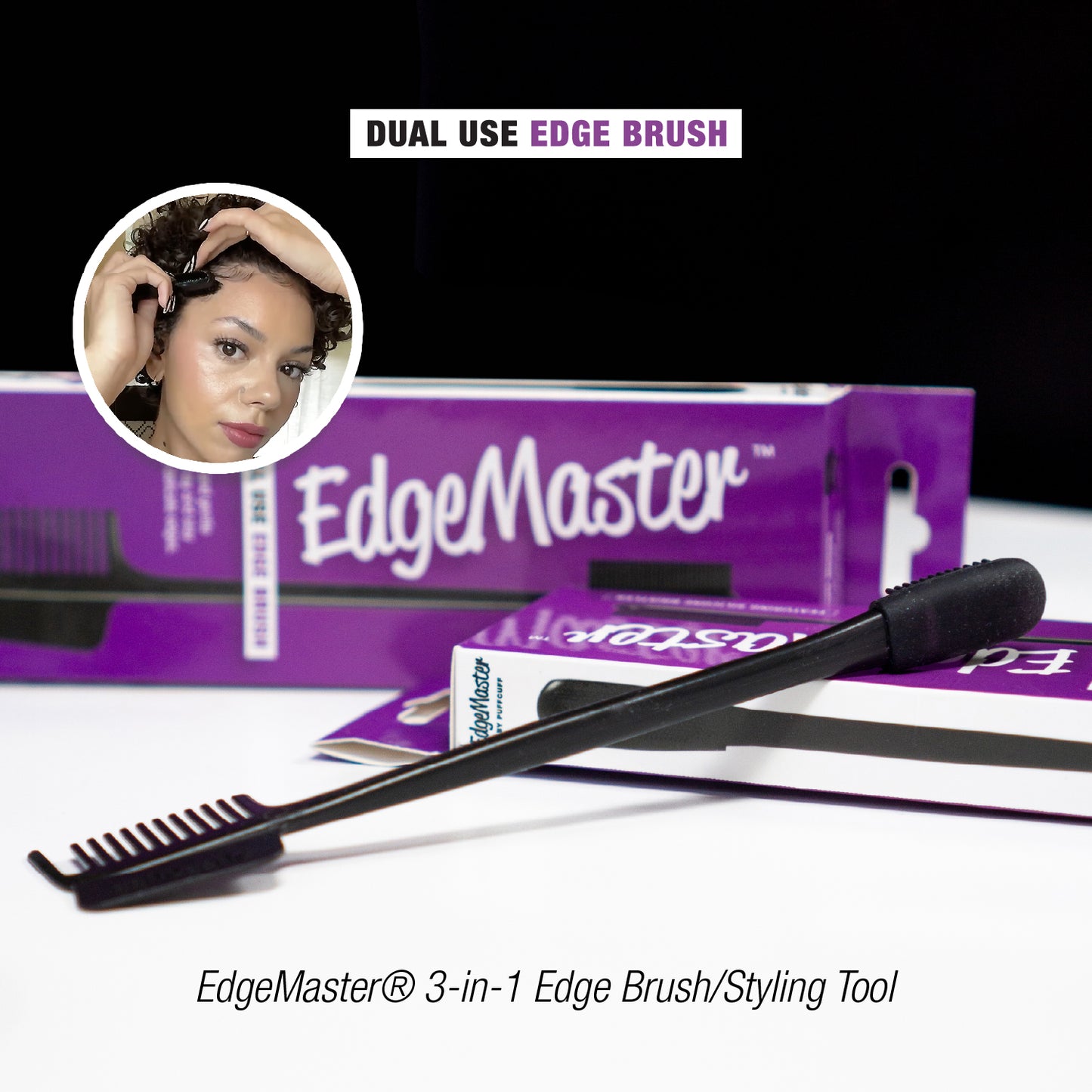 PuffCuff EdgeMaster® 3-in-1 Edge Brush and Styling Tool