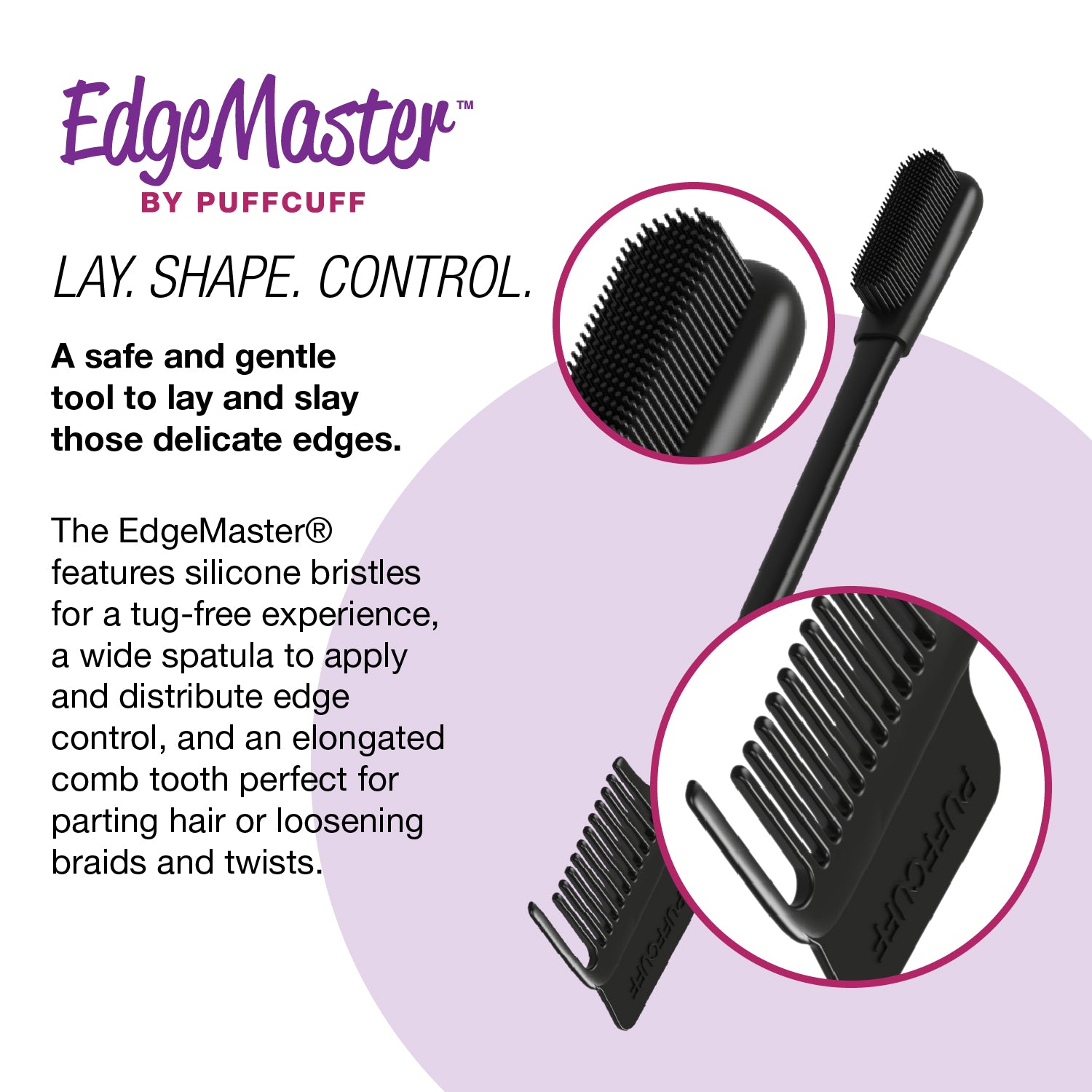 PuffCuff EdgeMaster® 3-in-1 Edge Brush and Styling Tool