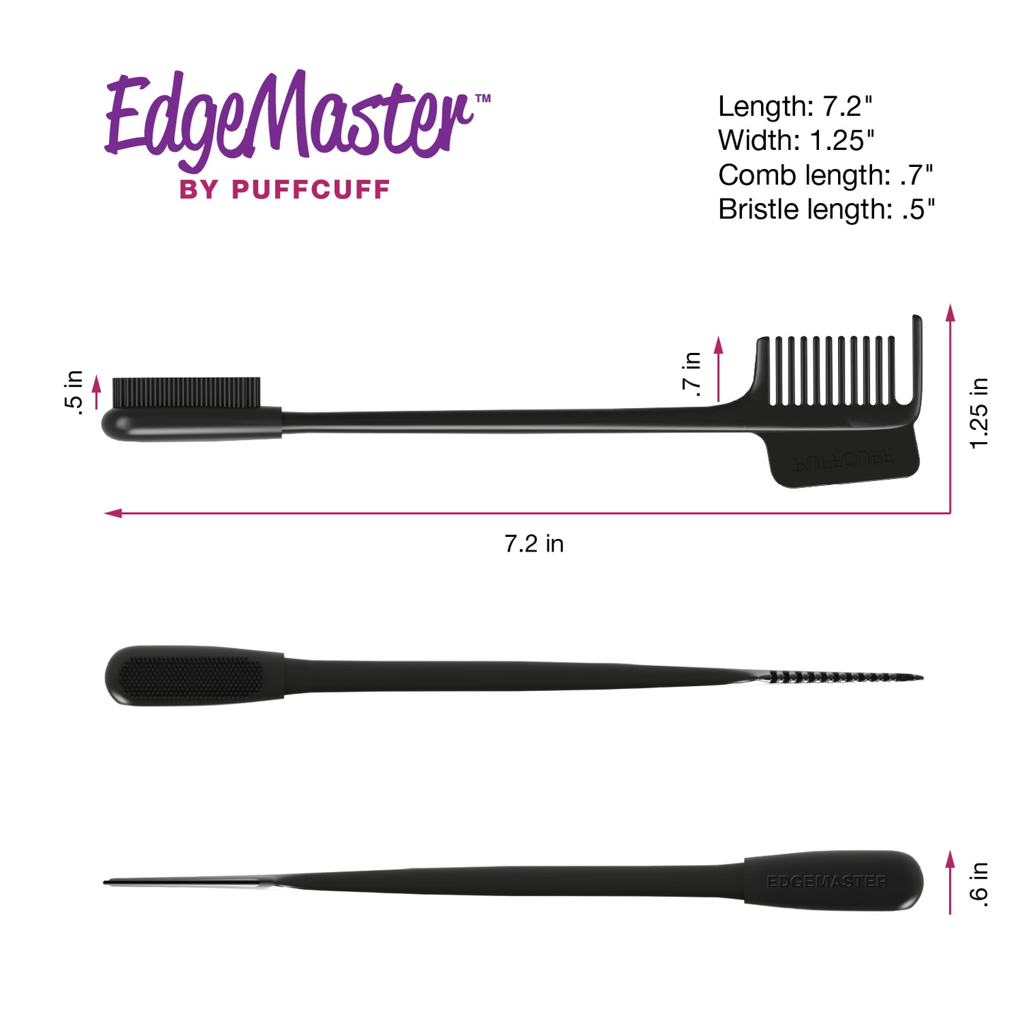 PuffCuff EdgeMaster® 3-in-1 Edge Brush and Styling Tool