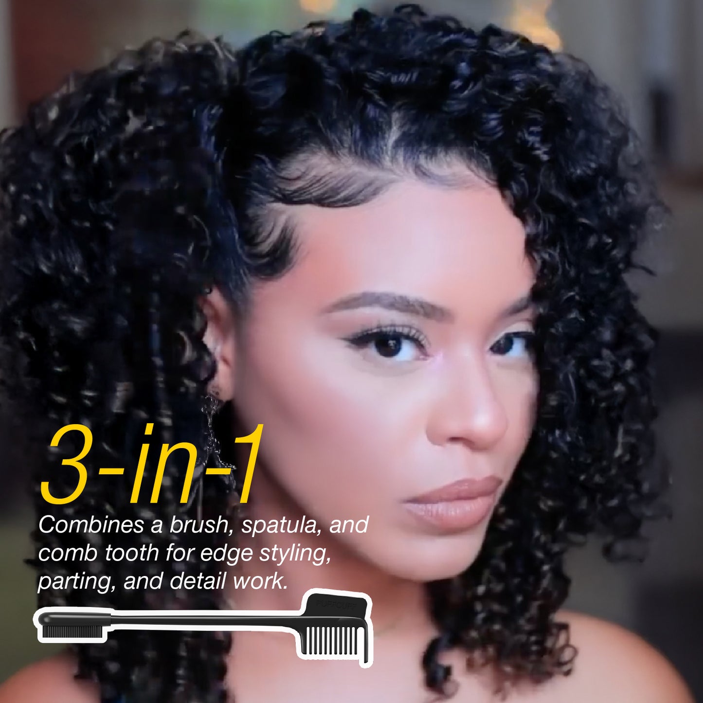 PuffCuff EdgeMaster® 3-in-1 Edge Brush and Styling Tool