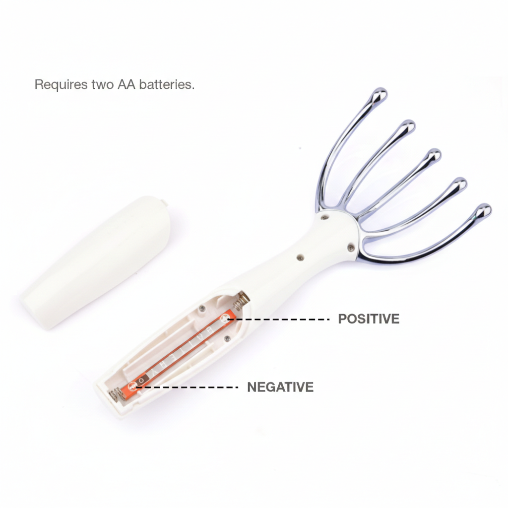 Electric brush with battery labeled on a white background