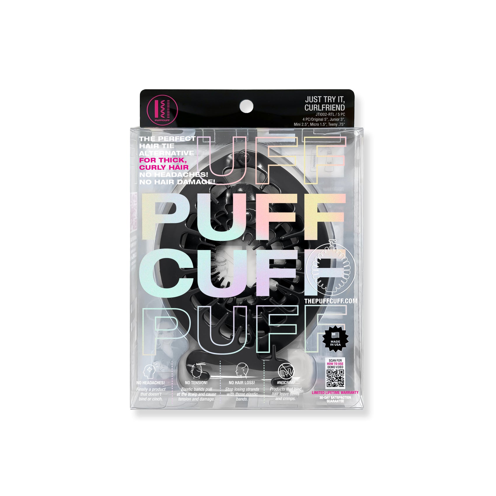 PuffCuff Just Try It! Starter Set – Hair Clamp Set for Curly & Coily Hair (5 PC)