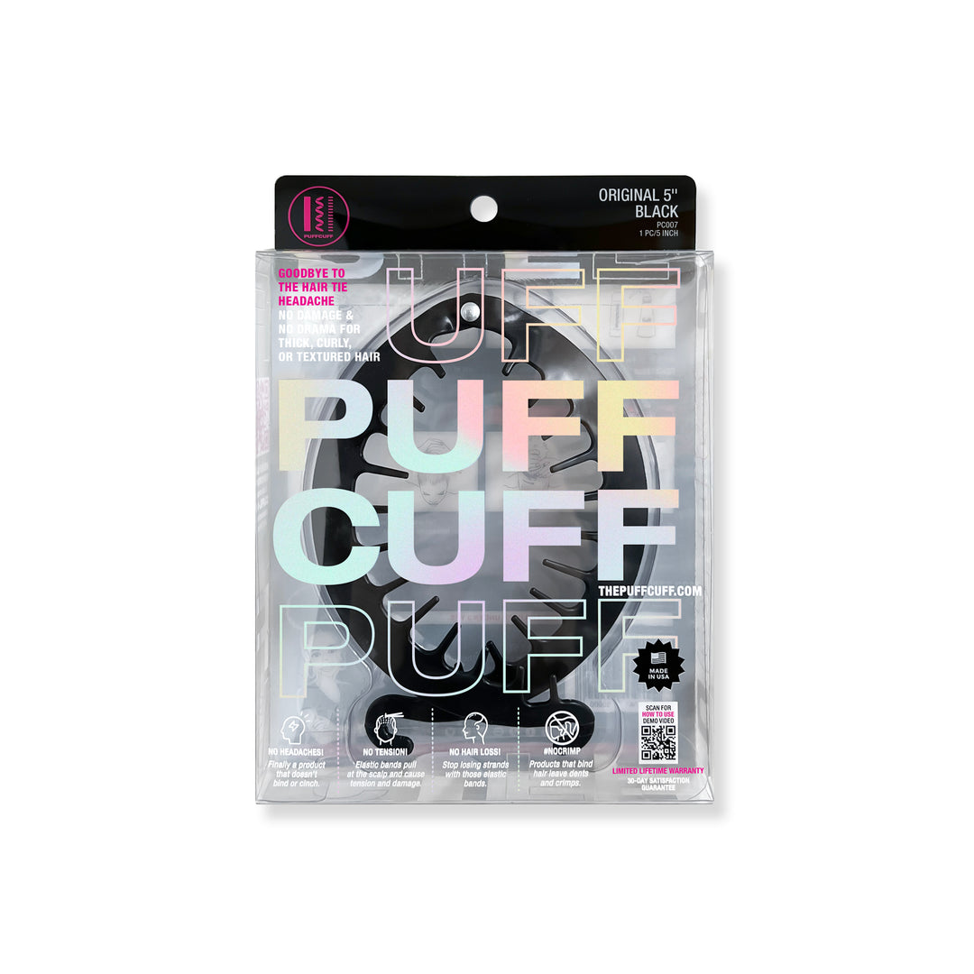 ORIGINAL PUFFCUFF RETAIL PACK - 5 INCH (1 PC) - Curl-Friendly, Tension-Free Hair Clamp