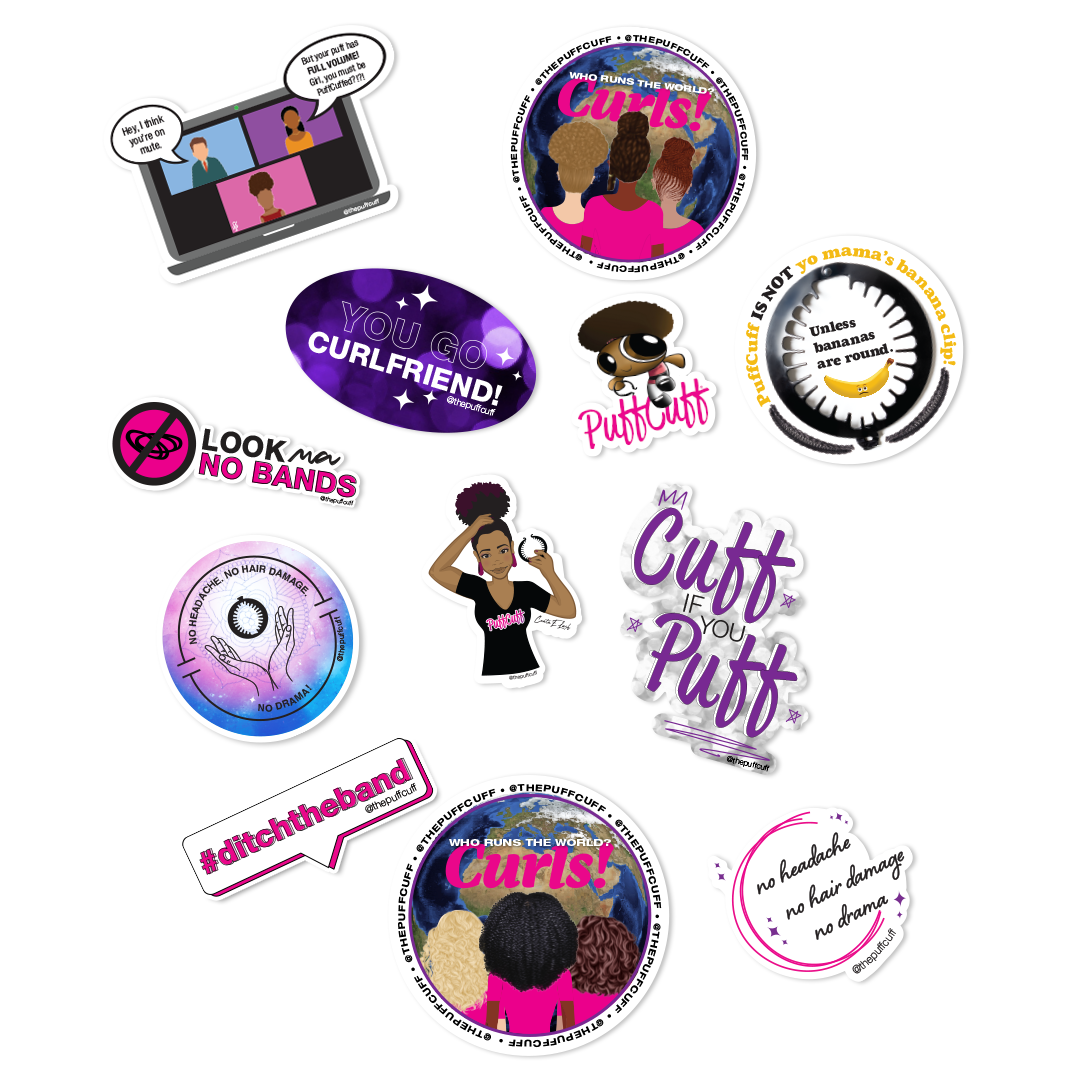 PuffCuff 12 Piece Curlfriend Vinyl Sticker Set